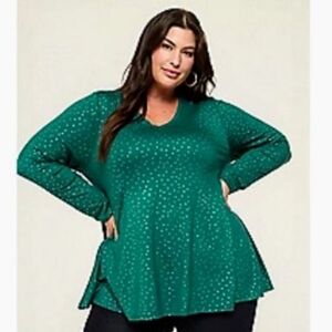 Lane Bryant Teal Polka Dot Blouse